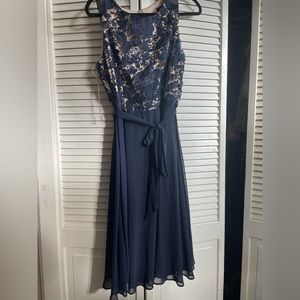 Blue and beige dress